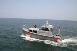 NOAA survey launch during Hurricane Katrina relief operations Image