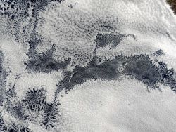 Remarkable cellular cloud pattern taken from NOAA or ESSA satellite. Image