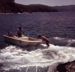 Jumping off Station PELICAN to bow of Boston Whaler Photo