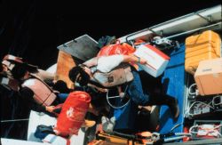 Boston whaler getting ready to take batteries and Minirangers to stations Image
