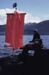 Microwave navigation instrument setup on shore. Image