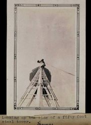 Looking up the side of a 50-foot tower Image