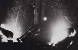 Camping between two fires without bedding Image