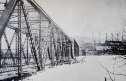 Railroad bridge leading to Carnegie Steel plant at Youngstown, Ohio Photo