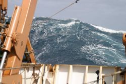 A few seasick folk were probably wishing it was a little calmer while working on the DELAWARE II Image