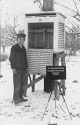 A cooperative weather station at Granger, Utah Volunteers observe temperature, precipitation, sky conditions, etc. Image