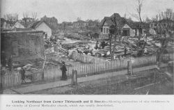 Looking northeast from the corner of Thirteenth and B Streets showing demolished homes Image