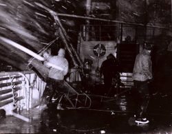 Launching of a weather balloon from the USNS ELTANIN in the Southern Ocean. Image