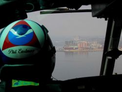 LT Phil Eastman, NOAA (foreground) casinos at Point Cadet, Biloxi (background) Image