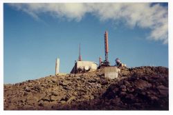 Part of the observatory at the summit of Mount Washington. Image