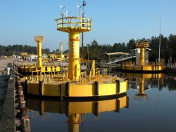 3 10-meter Hurricane Buoys prior to deployment. Image