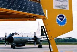 3-Meter display buoy with Hurricane Hunter aircraft. Image