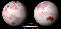 Graphic of global temperature anomaly for August 2009 Image