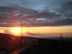 Looking NW from the Mauna Loa atmospheric observatory at sunset. Photo