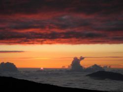 Looking NW from the Mauna Loa atmospheric observatory at sunset. Photo