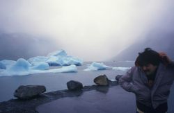 Allen Shimada enjoying the weather at Portage Glacier. Image