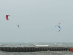 Wind surfing on Lake Michigan Image