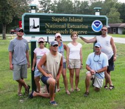 Greetings from the Sapelo Island National Estuarine Research Reserve where NOAA researchers recently conducted dart biopsy sampling of bottlenose dolp Image