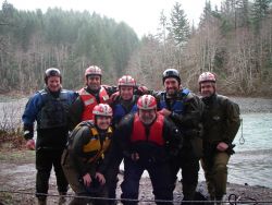Greetings from the Skokomish River! Members of NOAA's Fisheries Behavioral Ecology team trained in White Water Rescue as they often travel by boat, ka Image