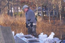 Cindy Mom, Essex County Greenbelt Association, watches progress at the site Image