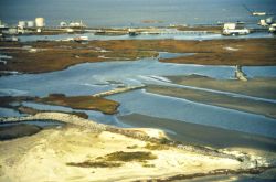 Looking north toward the Bay, Greenhill Production facility to the right. Image