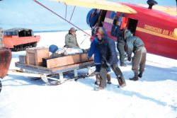 Unloading a Norseman ski-plane at Oliktok Point Image