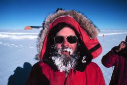 Lieutenant John Bortniak out for a stroll at the South Pole Image