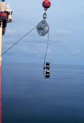 Deploying bio-optical instrumentation over the side of the NATHANIEL B Image