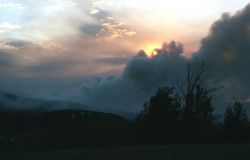 Fire north of Canyon Village at sunset Image