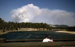 Visitors watching Tern/Raven fire from Fishing Bridge Image