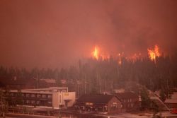 Crown fire approaching Old Faithful Snowlodge Image