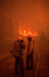 Larry Mayer of the Billings Gazette & Ranger Mike Beater at Norris Geyser Basin - Media Image