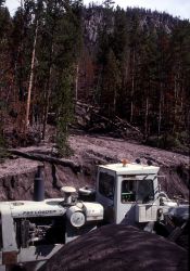 Work crew clearing mudslide in Gibbon Canyon - Erosion/Geology Image