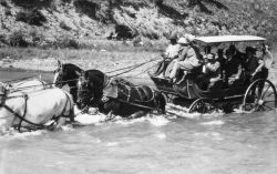 Stage coach going through Lamar River Image