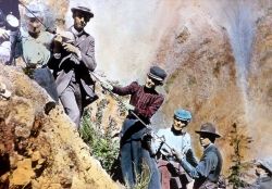 Visitors descending by rope into the Grand Canyon of the Yellowstone on Uncle Tom's Trail - prestairs Image