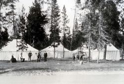 Wylie camp at Upper Geyser Basin - Mr & Mrs Baylis & others with cameras Image