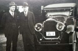 Superintendent Horace Albright & National Park Service Director Stephen Mather beside National Park Service Packard Image