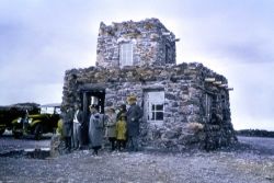 Visitors & car at Mt Washburn fire lookout Image