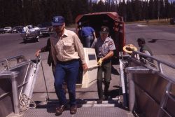 Loading boat at marina with Trail Creek wolves Photo