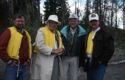 Lee Whittlesey, Aubrey Haines (retired), Paul Schullery & Tom Tankersley on Dot Island Image