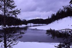 Yellowstone River & Washburn range in the winter Image