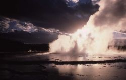 Great Fountain Geyser at sunset - Midway & Lower Geyser Basin Photo