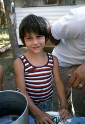 Child in campground Image