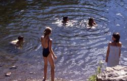 Children swimming at Firehole Image